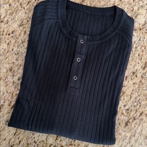 Elegant Black Ribbed Long Sleeve Top